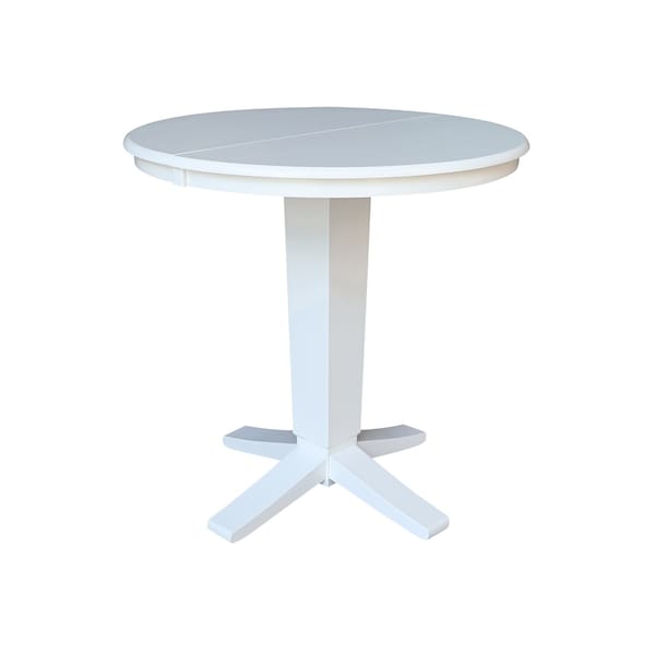 International Concepts 36 in. Solid Wood Round Top Pedestal Table with 12 in. Leaf - 36.1 in.High - Dining Height, White K08-36RXT-23B-36 - main